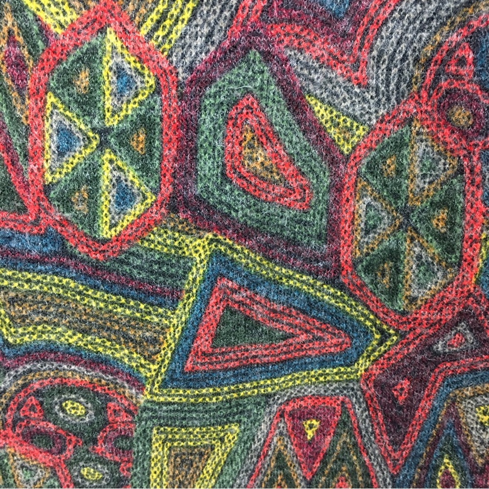 Damee Inc Mosaic Swing Coat Sz Medium Multicolor Pockets Lined Boho Artsy - Picture 11 of 14